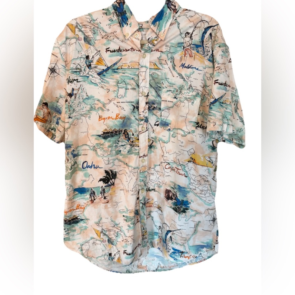 Gap Men's Multicolor Graphic button up water sports Shirt XL